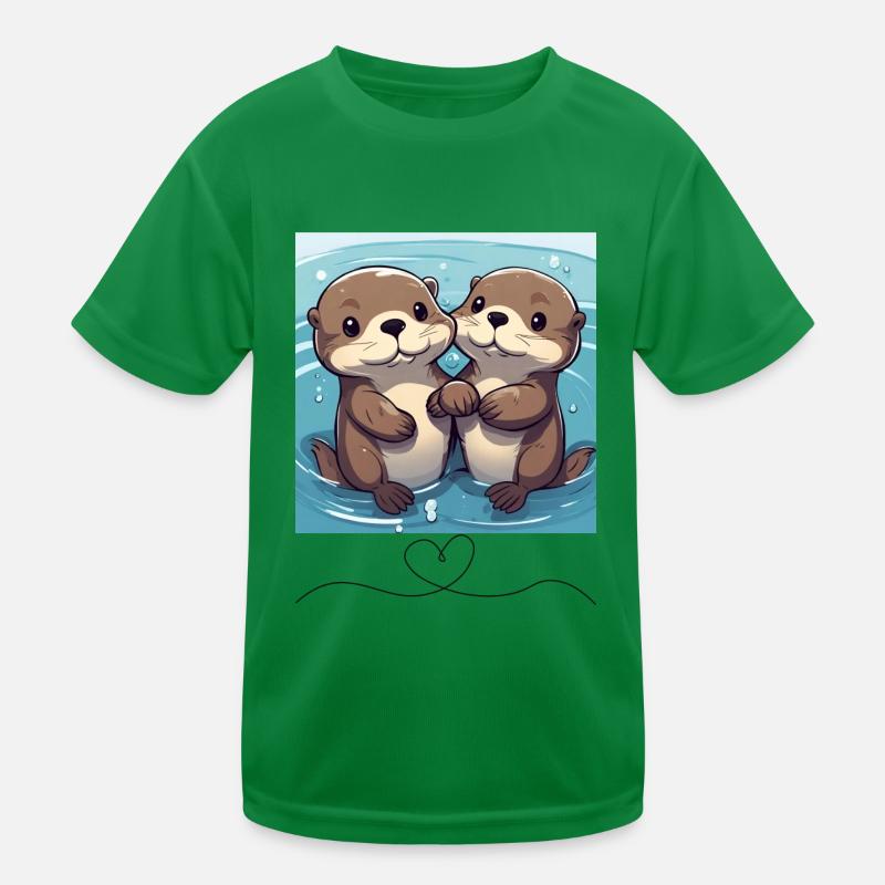 Otter Pärchen Kinder Funktions-T-Shirt