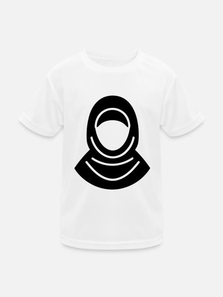 Hijab Kopftuch Muslimische Frau - Kinder Funktions-T-Shirt - Weiß - Vorne