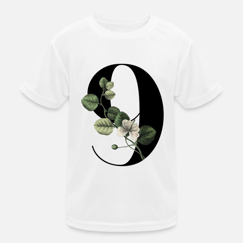 Nummer 9 Blumengrün -9. Blumengeburtstag Kinder Funktions-T-Shirt