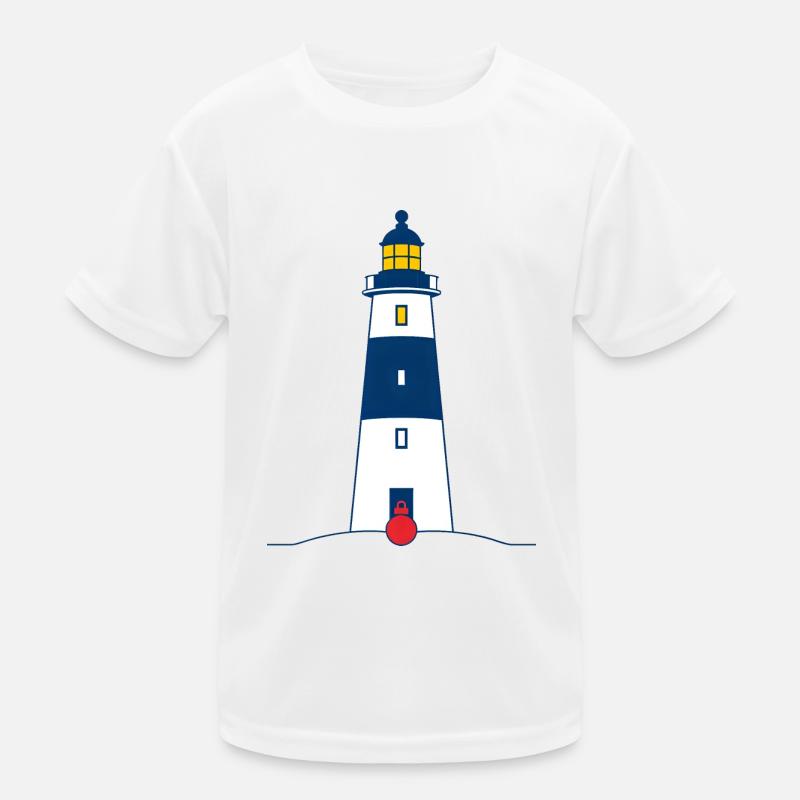 Lighthouse Beacon on Coastal Shore Kids Functional T-Shirt