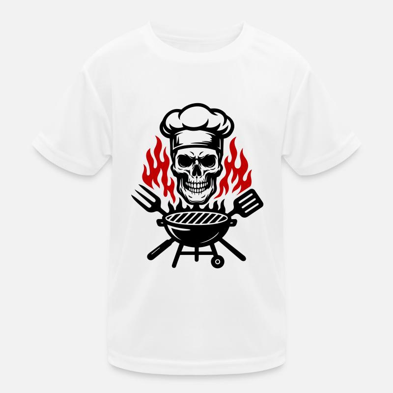Grill Skull Chefkoch Grillen Kinder Funktions-T-Shirt