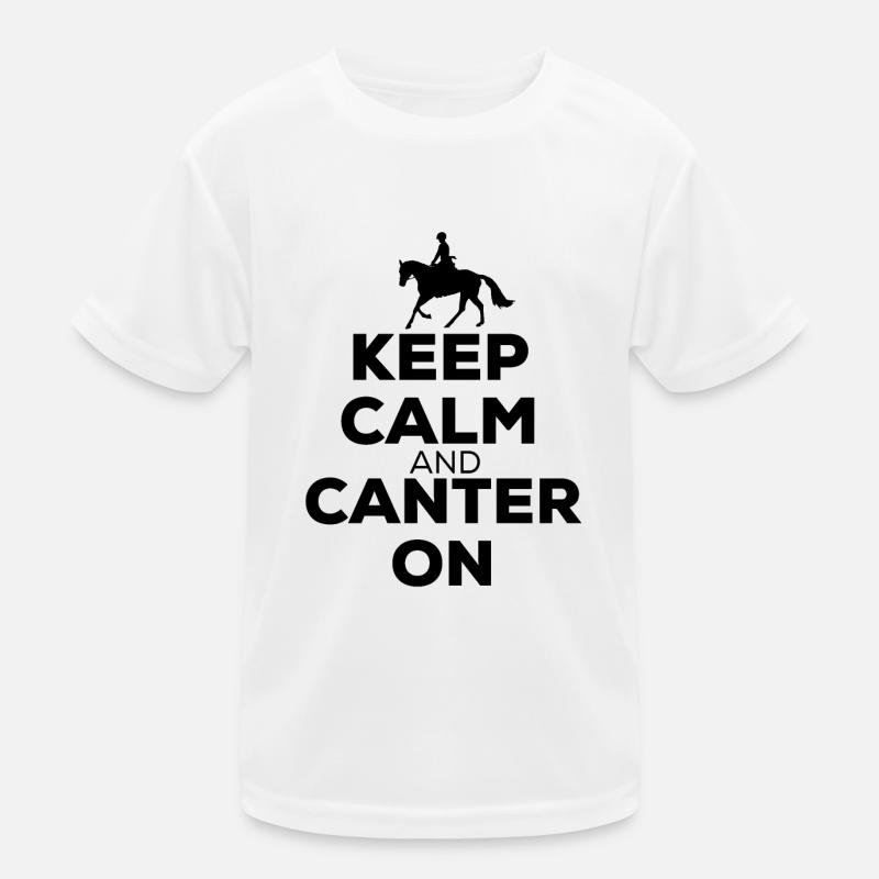 Keep Calm And Canter On - Pferde Reiten Geschenk Kinder Funktions-T-Shirt