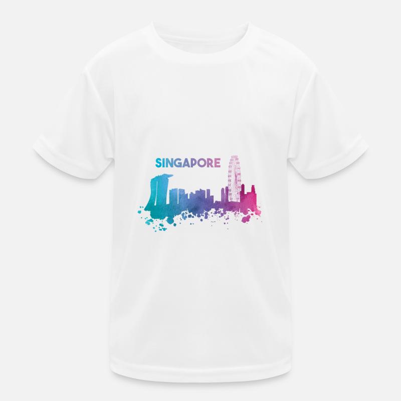 Wunderschöne Singapur Skyline in bunten Farben Kinder Funktions-T-Shirt