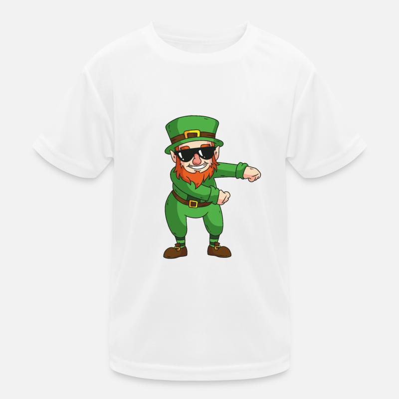 Irish leprechaun makes floss dance sunglasses Kids Functional T-Shirt