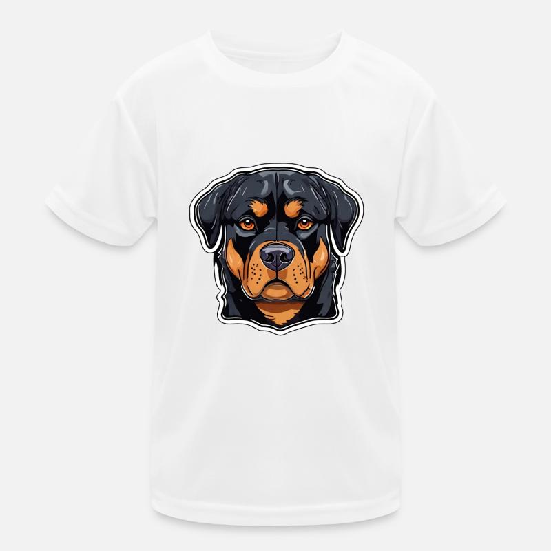 Rottweiler Rotti Black Rust Colored Large Dog Kids Functional T-Shirt