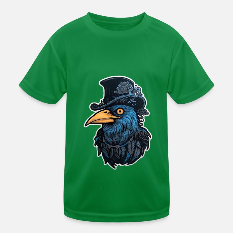 Krähe mit Hut Halloween Kinder Funktions-T-Shirt