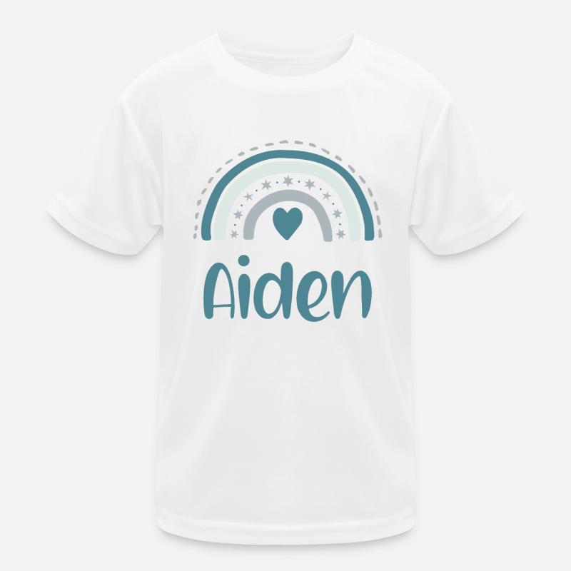 Aiden Name Regenbogen Kinder Funktions-T-Shirt