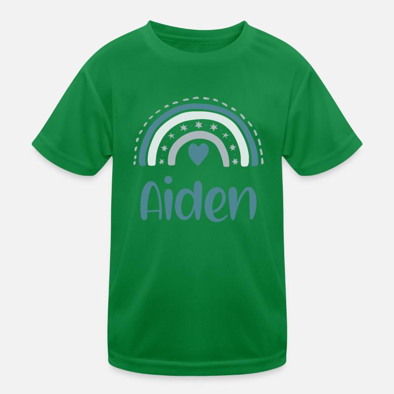 Aiden Name Regenbogen Kinder Funktions-T-Shirt