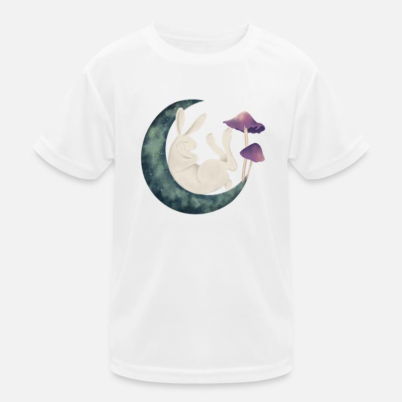 Rabbit on the moon - Kids Functional T-Shirt - white