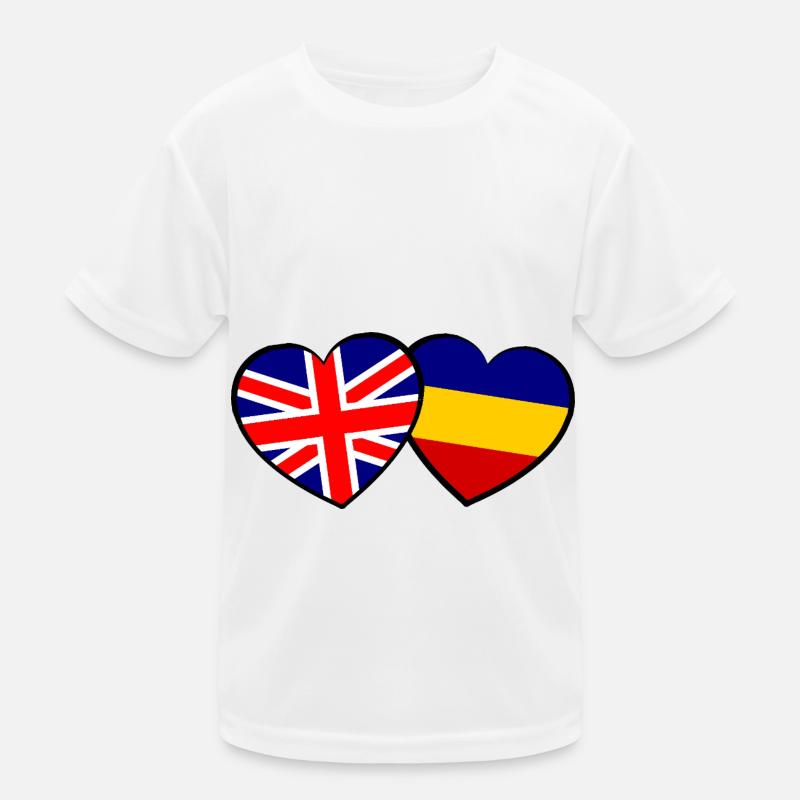Die englisch rumaenischen Herzen Kinder Funktions-T-Shirt