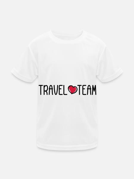 Travel Team - Kinder Funktions-T-Shirt - Weiß - Vorne