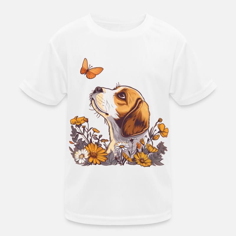 Beagle mit Schmetterling Kinder Funktions-T-Shirt