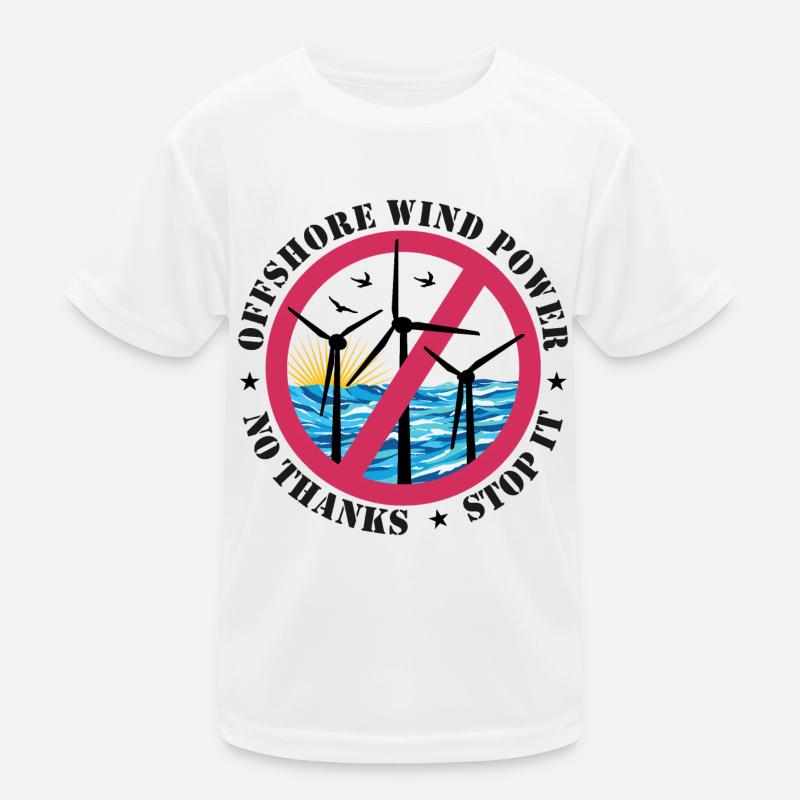 Offshore Wind Power No Thanks Kids Functional T-Shirt