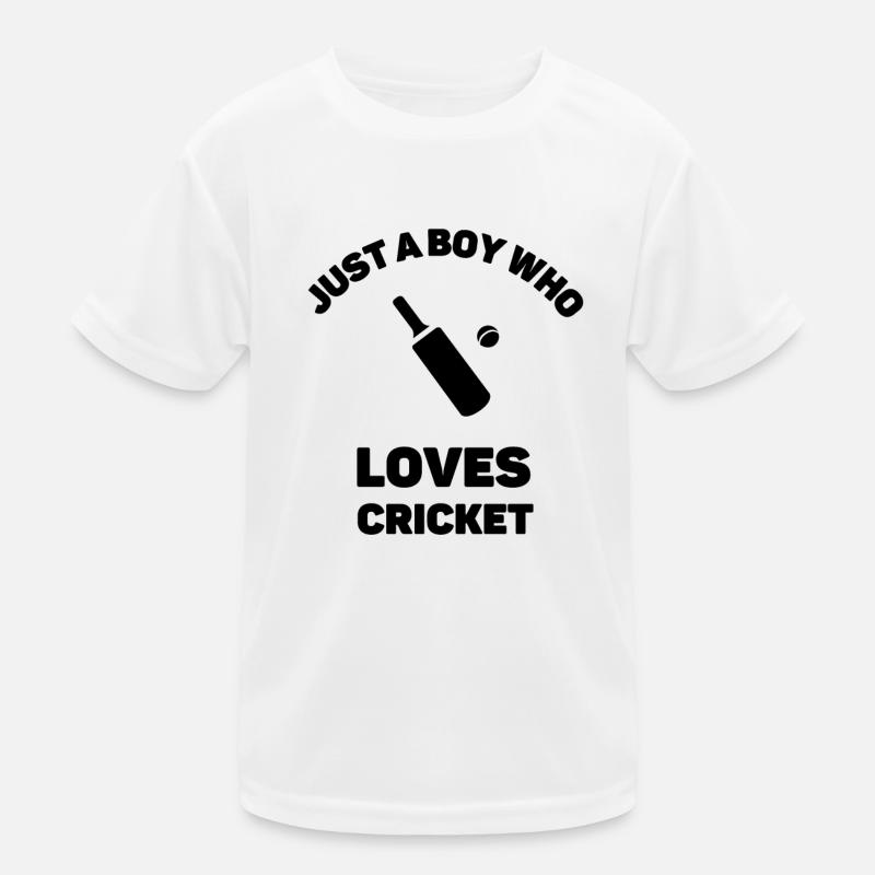 Nur ein Junge, der Cricket liebt Kinder Funktions-T-Shirt