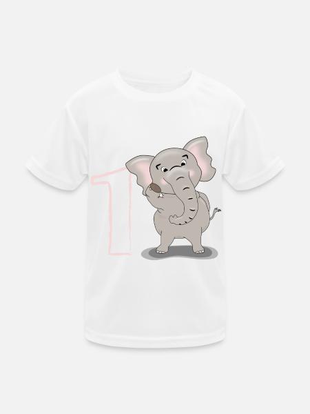 Big Elephant - 1er anniversaire - T-shirt sport Enfant - blanc - Devant