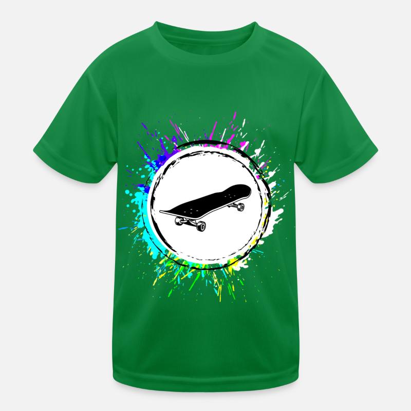 Skateboard skater Bunt Kinder Funktions-T-Shirt