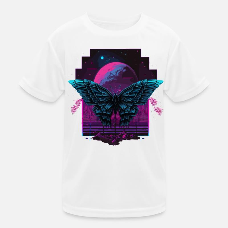 Buttterfly bei der Vaporwave Night Kinder Funktions-T-Shirt