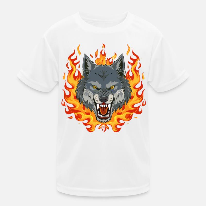 02 Flammes de Wolf Fire T-shirt sport Enfant