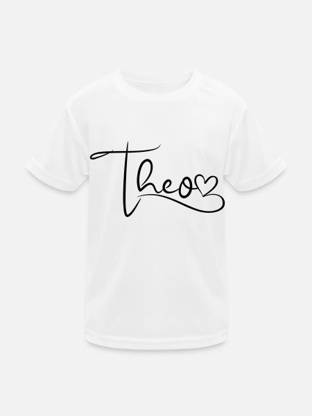 Theo Name First Name Heart Decor - Kids Functional T-Shirt - white - Front