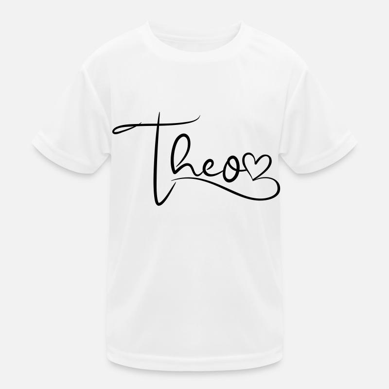 Theo Name Vorname Herzdekor Kinder Funktions-T-Shirt