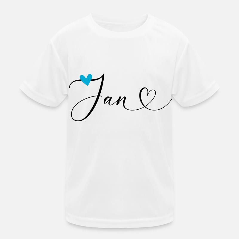 Jan Name Vorname Kalligrafieherz Kinder Funktions-T-Shirt