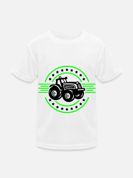 Traktor Landwirt Silhouette Farmer - Kinder Funktions-T-Shirt - Weiß - Vorne