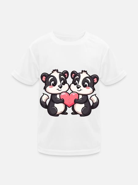 Skunk Couple Love Couple In Love - Kids Functional T-Shirt - white - Front
