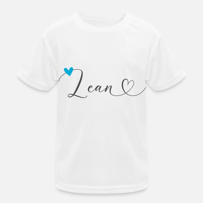 Lean Name First Name Calligraphy Heart Kids Functional T-Shirt