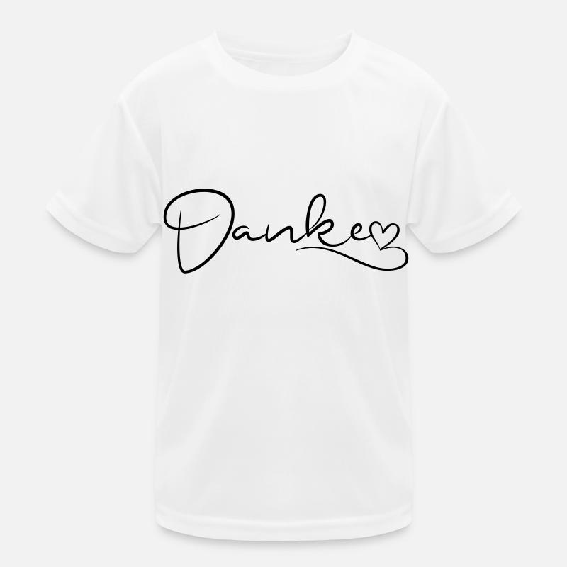 Danke Schrift mit Herz Kinder Funktions-T-Shirt
