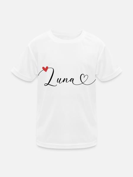 Luna Name Vorname Kalligrafieherz - Kinder Funktions-T-Shirt - Weiß - Vorne