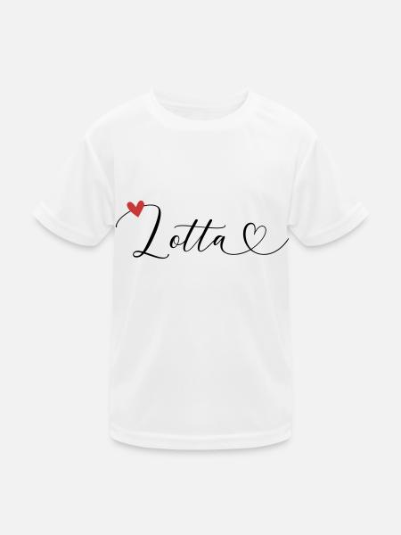 Lotta Name Vorname Kalligrafieherz - Kinder Funktions-T-Shirt - Weiß - Vorne