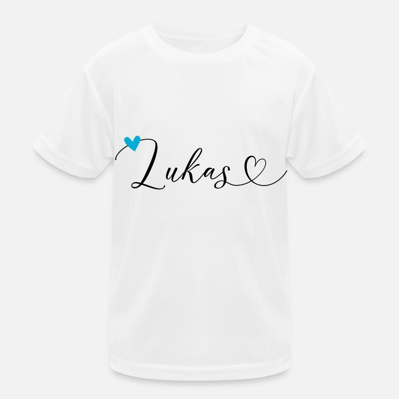 Lukas Surname First name Calligraphy Heart Kids Functional T-Shirt