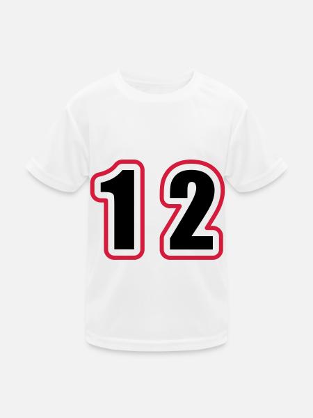 12 Zahl College - Kinder Funktions-T-Shirt - Weiß - Vorne