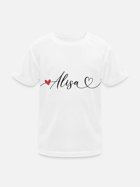Alisa Name Vorname Kalligrafieherz - Kinder Funktions-T-Shirt - Weiß - Vorne