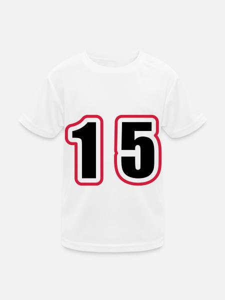 15 Zahl College - Kinder Funktions-T-Shirt - Weiß - Vorne