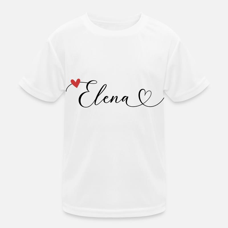 Elena Surname First name Calligraphy Heart Kids Functional T-Shirt