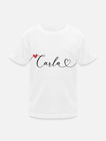 Carla Surname First name Calligraphy Heart - Kids Functional T-Shirt - white