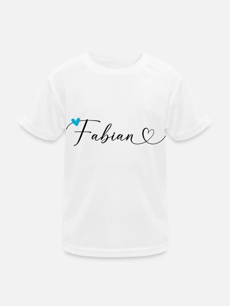 Fabian Nom Prénom Calligraphie Coeur - T-shirt sport Enfant - blanc - Devant