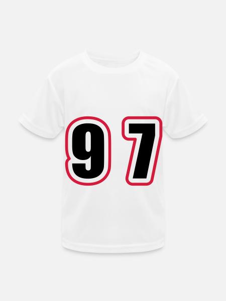 97 Zahl College - Kinder Funktions-T-Shirt - Weiß - Vorne