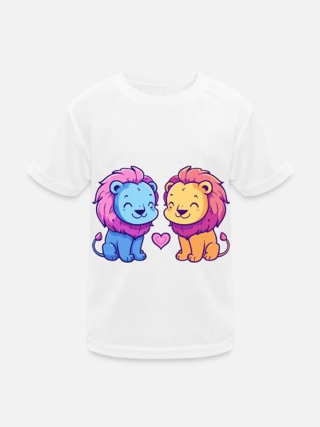 Leo Couple Love Couple In Love - Kids Functional T-Shirt - white - Front