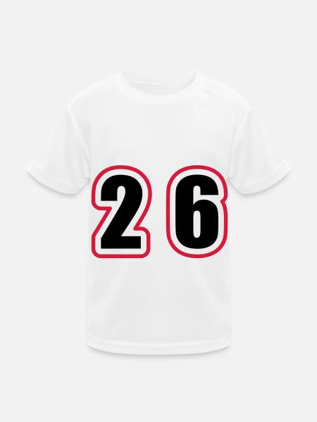 26 Zahl College - Kinder Funktions-T-Shirt - Weiß - Vorne