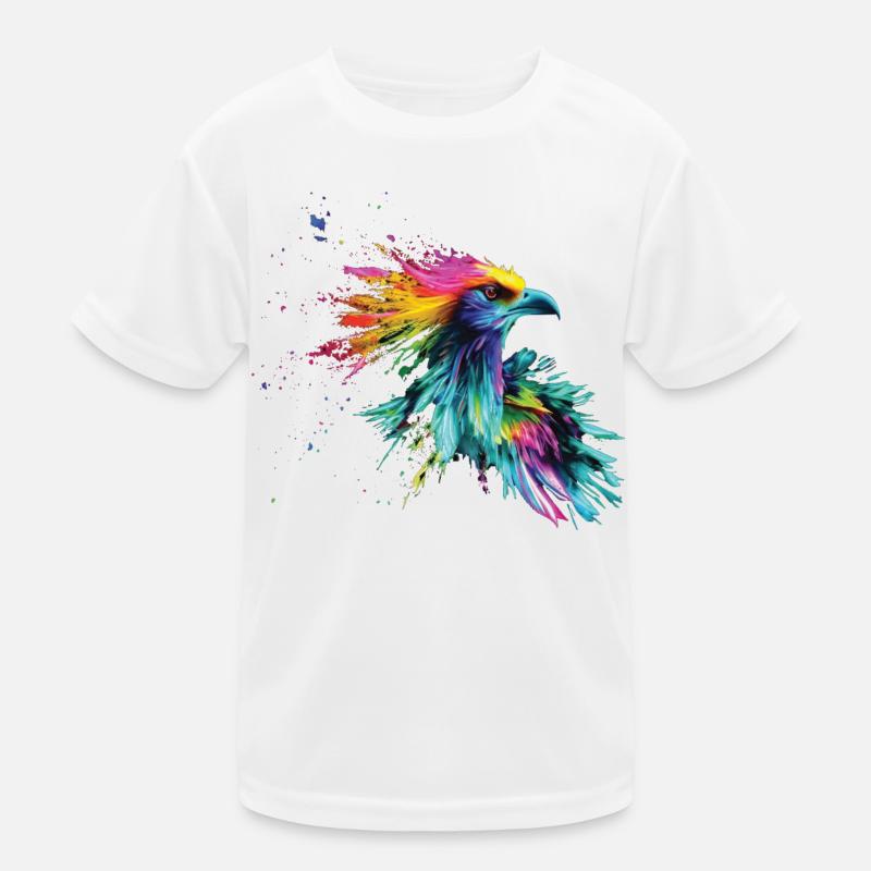 Vogel Farbige bunte Farb Spritzer Kinder Funktions-T-Shirt