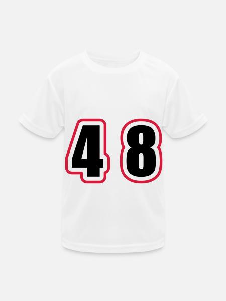 48 Zahl College - Kinder Funktions-T-Shirt - Weiß - Vorne