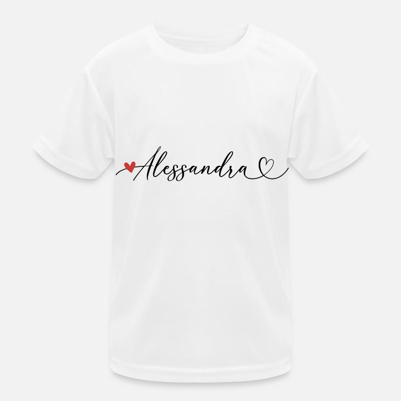 Alessandra Cognome Nome Calligrafia cuore Maglietta sportiva per bambini