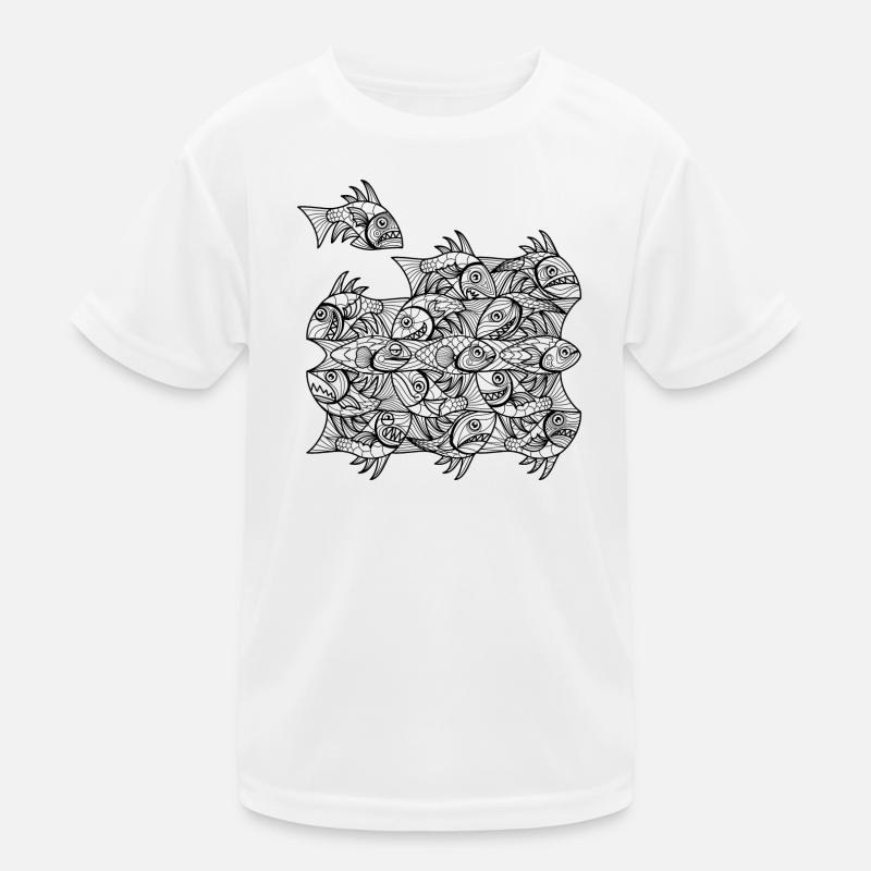Escher Fish - Kids Functional T-Shirt - white
