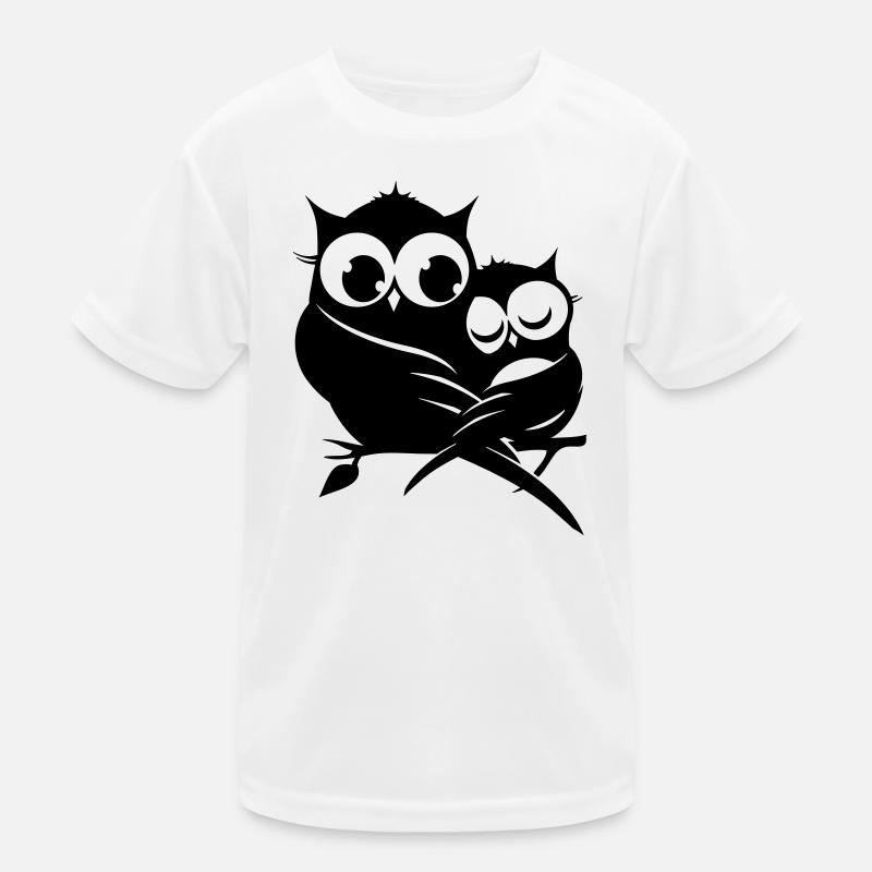 zwei Eulen auf einem Ast Kinder Funktions-T-Shirt