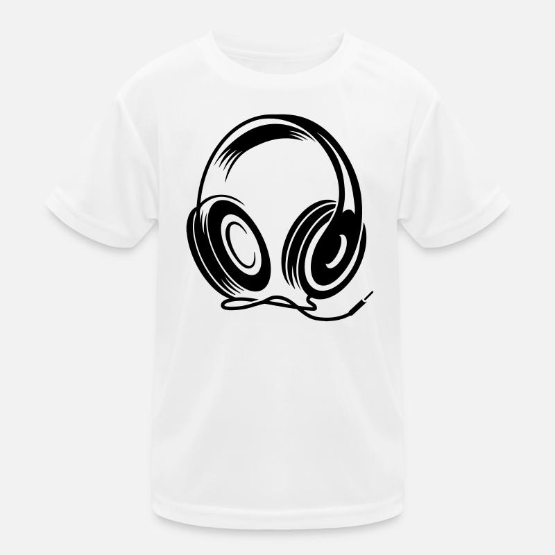 Kopfhörer mit Kabel im Stencil Stil Kinder Funktions-T-Shirt
