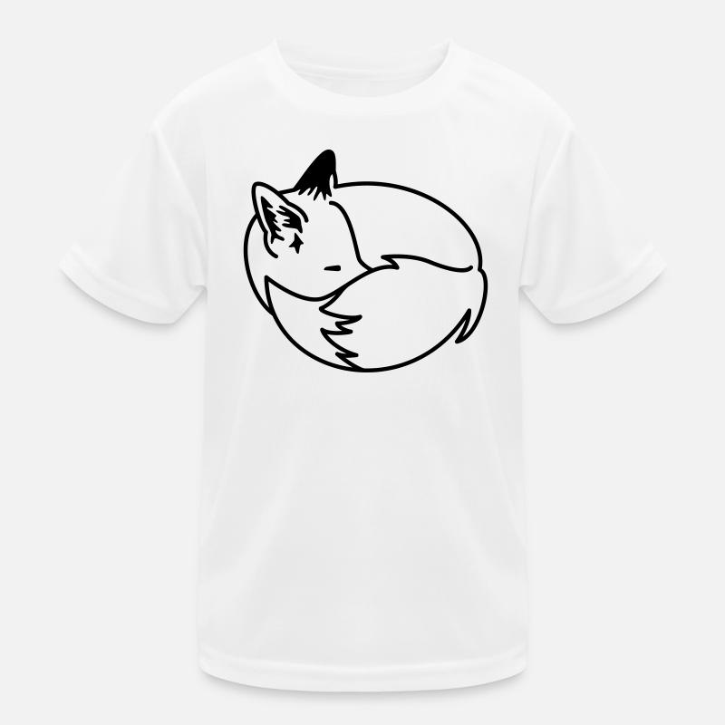 Fuchs eingekuschelt – Kawaii Fox Cartoon Design - Kinder Funktions-T-Shirt - Weiß
