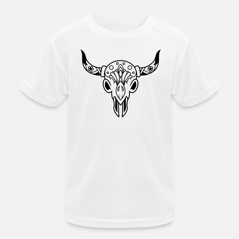 Schädel mit Hörnern Kinder Funktions-T-Shirt