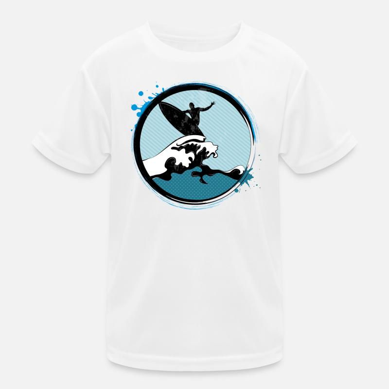 Surfer reitet auf einer Welle Graffiti Kinder Funktions-T-Shirt